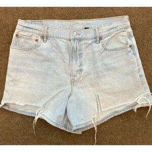 American Eagle Shorts Womens 12 High Rise Strigid Relaxed Jean Ripped Denim